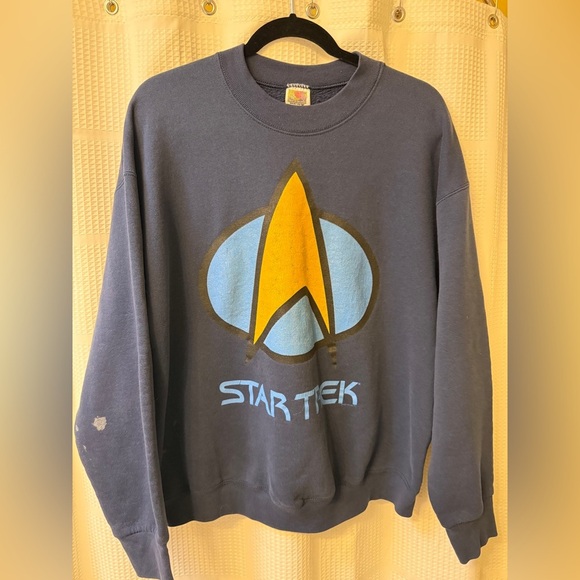 Vintage 90’s Star Trek Navy Blue Crewneck Sweater Men’s Sz L Pull Over - Picture 2 of 16